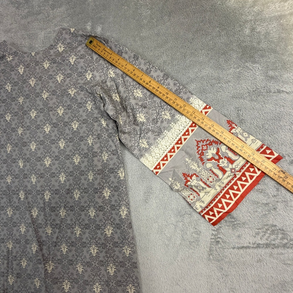 NWT J. Junaid Jamshed Women Grey Cotton Embroidered Kurta Tunic‎ Small - Picture 14 of 16